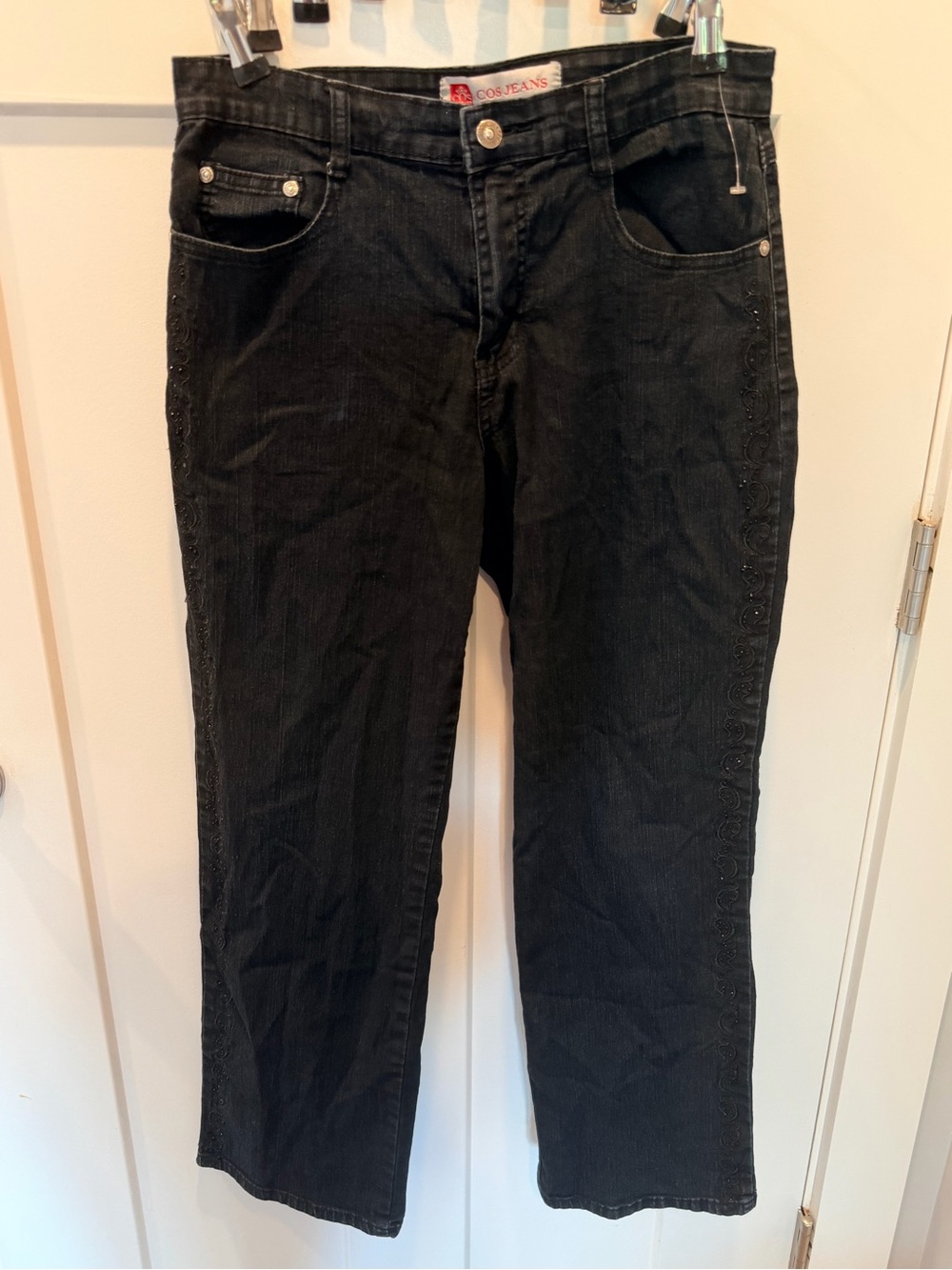 COS Jeans Black Embroidered Stretch Jeans Petite 8 Y2K Straight Leg